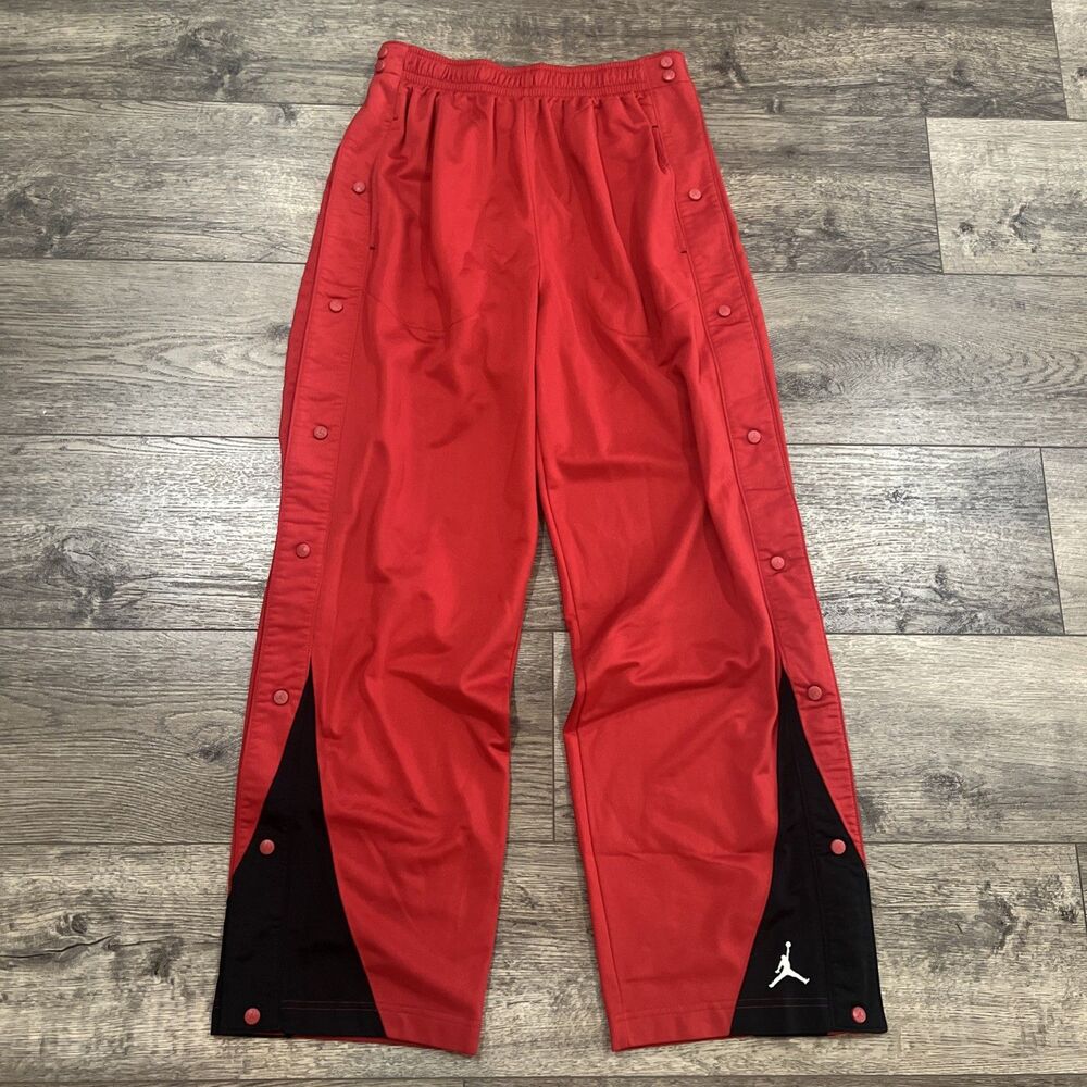 Vintage 90s Jordan Breakaway Pants Red Black Jumpman Snap Basketball - Men's XL